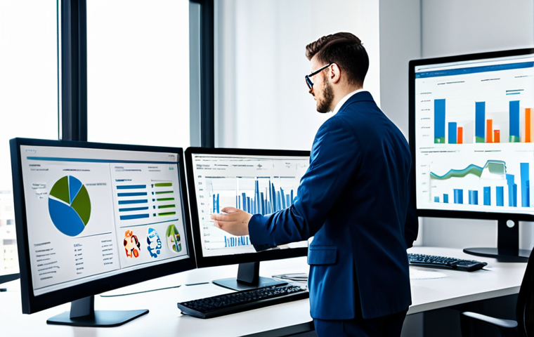클라우드 서비스의 비용 예측 및 관리 - **Prompt:** A data analyst, fully clothed in professional attire, reviewing cost optimization dashbo...